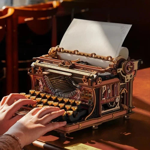 ROKR Vintage Typewriter Model Kit to Build 3D Wooden Puzzles for Adults Gifts