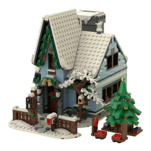 ZITIANYOUBUILD Winter Cabin Street View 1400 Pieces Building Toys Set MOC Build
