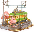 3D Wooden Puzzle Sakura Journey Tram DIY Model Building Kit with LED Lights