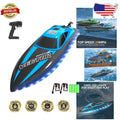 Remote Control Boat Blue, 20MPH Speed, 2 Batteries, LED Lights, Easy Control
