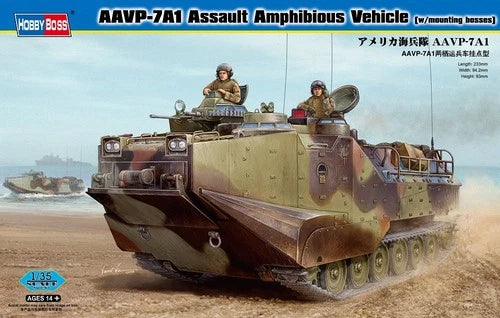 Hobby Boss AAVP-7A1 Assault Amphibious Vehicle Model Building Kit with Mounting