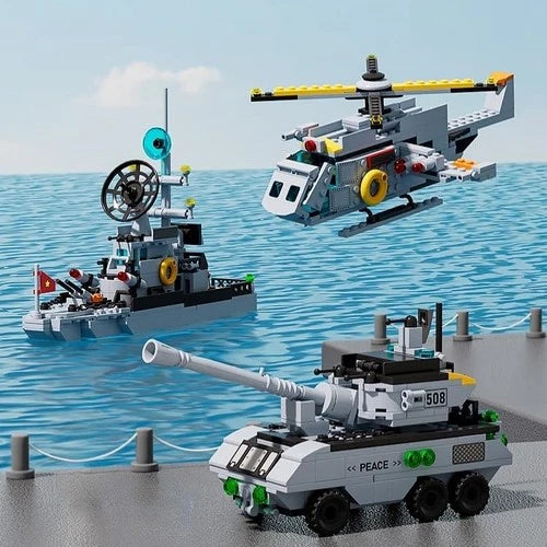 Battleship Building Set for Boys 8-14, 6-in-1 Military Boat and Ship Navy War...
