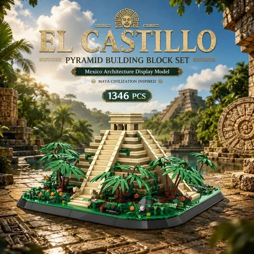 El Castillo Pyramid Building Block Set 1346 Pcs Mayan Kukulcan Temple Mexico ...