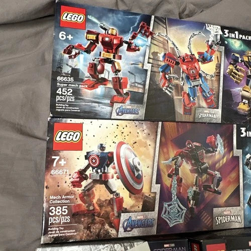 4 lego spiderman sets 66671 66635 76298 & 76185 Marvel Avengers