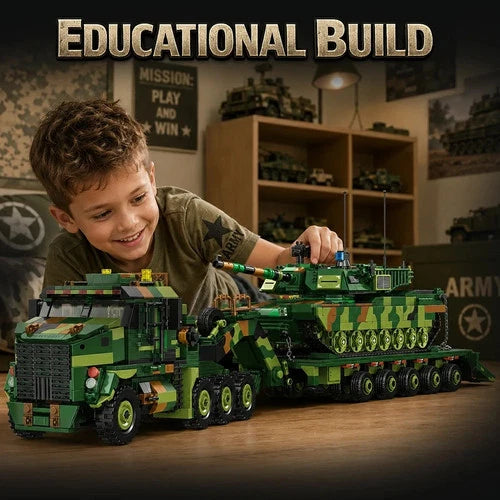 MOC ARMY TANK TRANSPORT TRUCK Building Blocks set toys Halloween Christmas gift