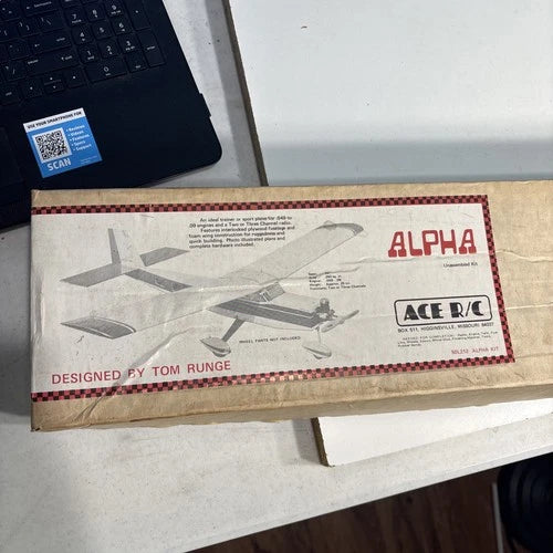 Alpha Ace RC Airplane Kit Plywood & Foam 40" Span Trainer Or Sport Vintage +