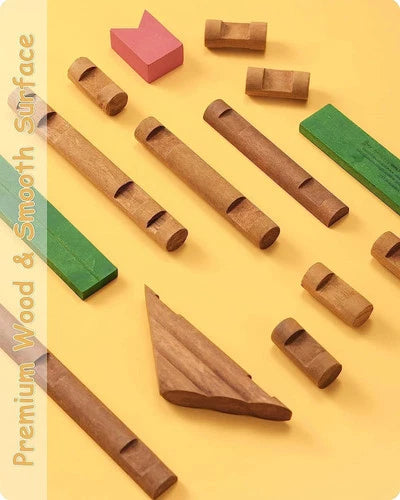 450 PCS Wooden Log Cabin Set Building House Toy for Toddlers, Classic STEM Const