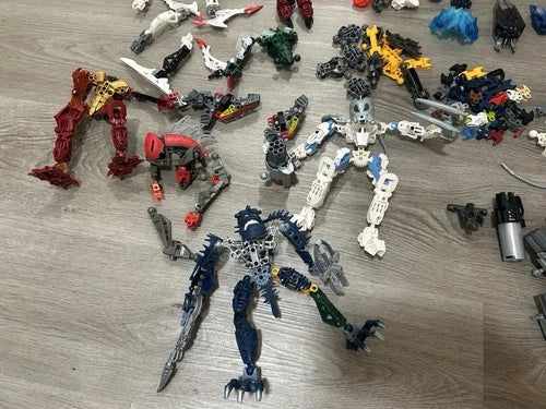 3.6 lbs MEOW BIONICLE Bulk Lot: Masks, Launchers, and Nearly Complete Figures
