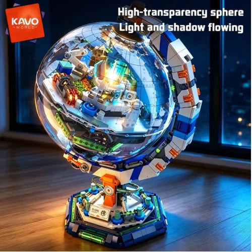KAVOWORLD 1793PCS Space Station Building Blocks LED Earth Globe 3D Model Kit
