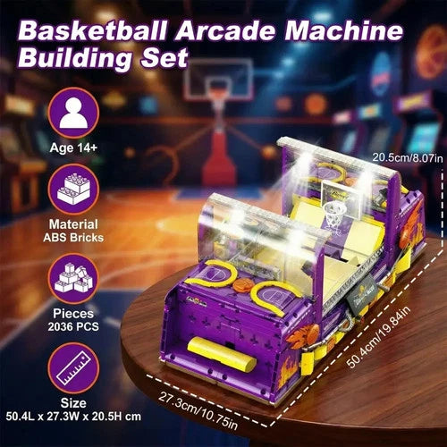 Tabletop Basketball Arcade Machine Motorized Blocks Set Gift Toy 2036 Pcs