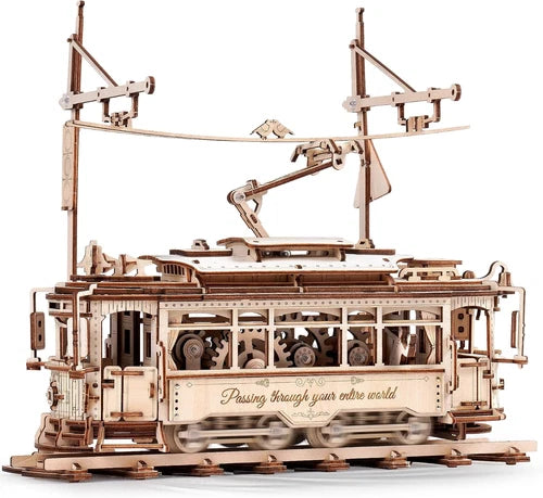3D Wooden Puzzles Model Car Kits for Adults to Build - Wooden Toy Tram Train Set