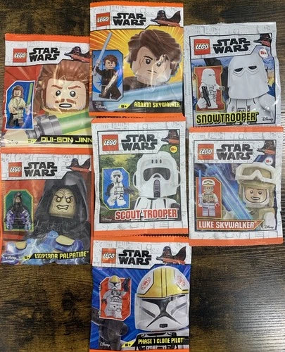 LEGO Star Wars Minifigure Anakin Clone Paper Bag Foil Pack Lot Of 7 Set Sealed!