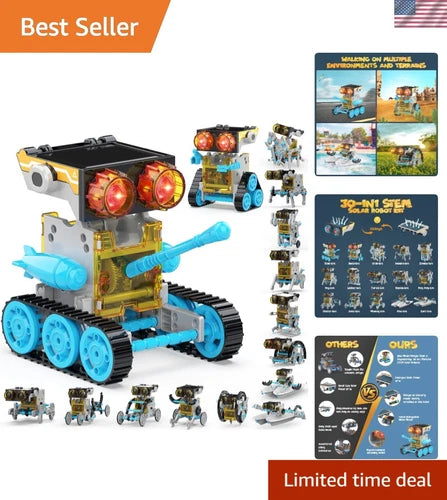 243-Piece STEM Solar Robot Kit for Kids 8-12 - Dual Power Modes & Exploration