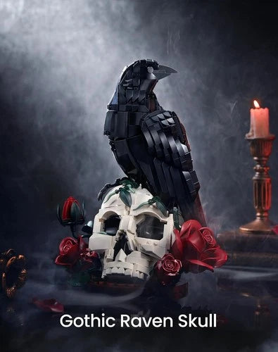 Gothic Skull & Raven Flower Building Blocks Set – Adult Gift