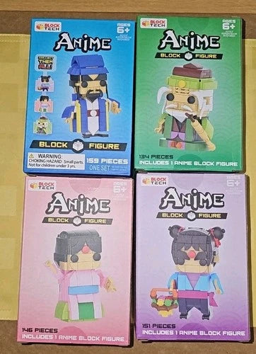 EvezBeadz New MIB 2022 Block Tech Anime Set Of 4 Building Toys Ages 6+ Retired