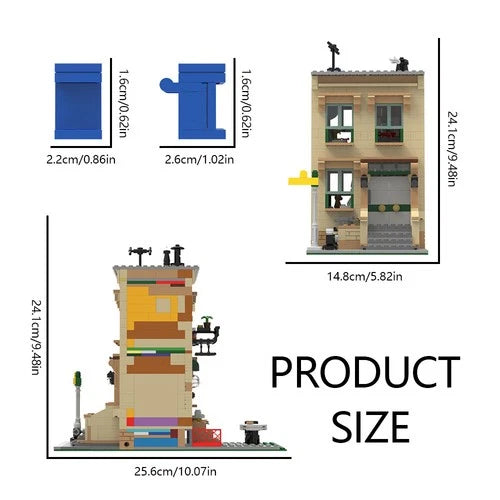 Modular Building Street with Interiors MOC 944 Pieces Building Blocks Set