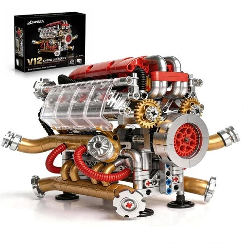 Motorized V12 Engine Model Kit – 620-Piece Mechanical Building Set for Adults
