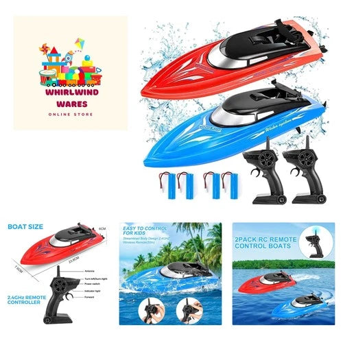 Exciting Racing 2-Pack Remote Control Boats with 4 Batteries – Perfect for Pools