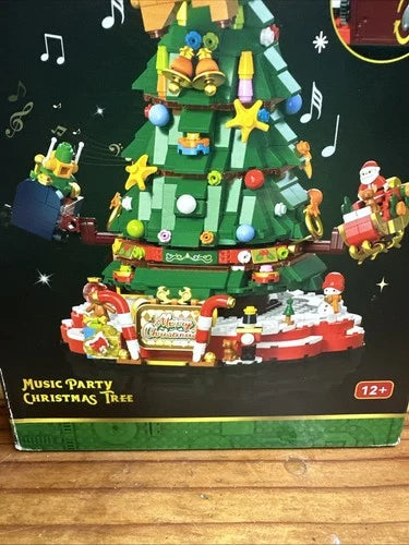 Rotating Music Box Christmas Tree Building Blocks Set New In Box