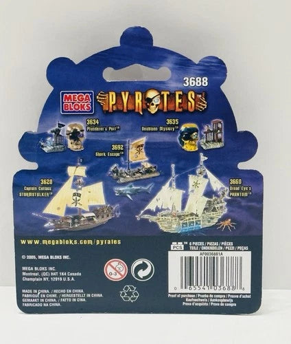 Vintage Mega Bloks Pyrates Coastal Raid 3688 Sealed NIP Pirate Figure Set 2005