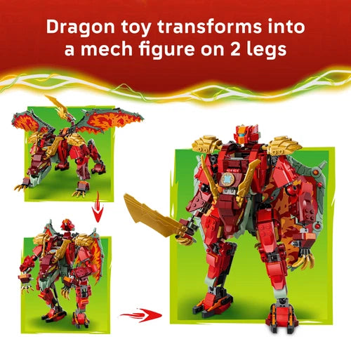 LEGO NINJAGO Wyldfyre's Transforming Dragon Mech - Building Toy for Boys & Girls
