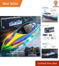 LED Remote Control Boat - Waterproof Racing Fun for Kids! 2 Batteries Included