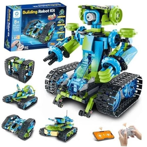 Robot Car Building Kit with Remote Control STEM Gift for Boys 8-14 \| Green