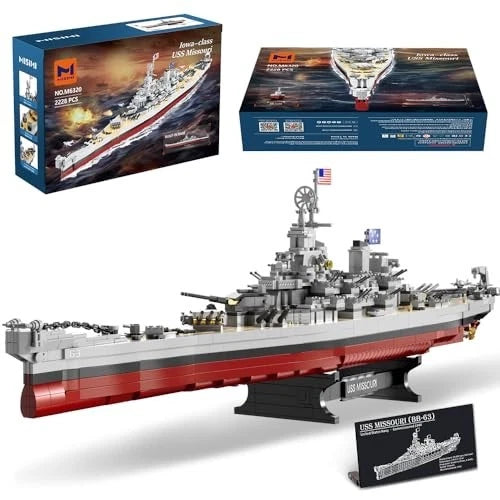Battleship Building Kit Model, 2228 Pieces USS Missouri Toy Set for Adults
