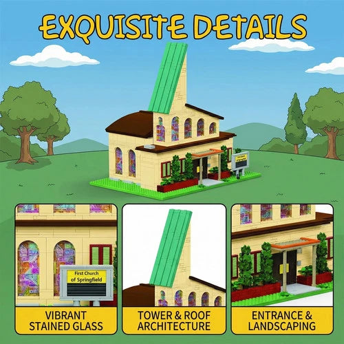 MOC The Simpsons Springfield Church Building Blocks Set Gift 2465 Pcs toys gift