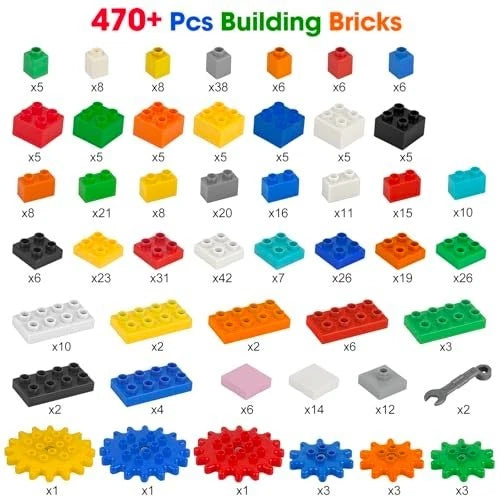 Customizable Building Block Wall Set, 470+ PCS Activity Bricks & Adhesive Basepl