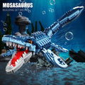 805PCS Blue Mosasaurus Dinosaur Building Blocks Set Assemble Puzzle Toy Gift