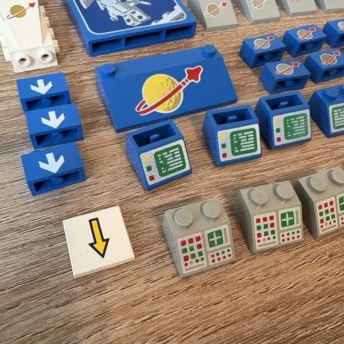 Lot Of 36 Vtg Lego Space Printed Parts Slope Brick Tile Wall Panel