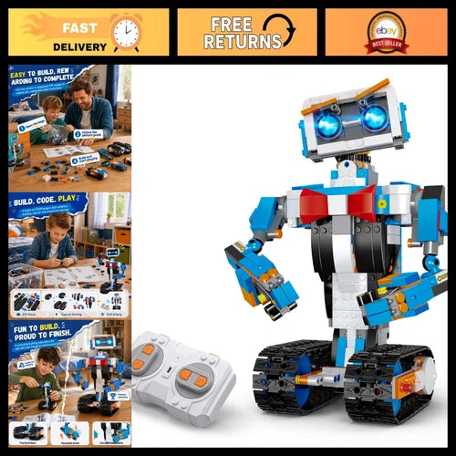 STEM Robot Building Kit for Kids 6-12, Remote Control Coding Toy, Educational Fu