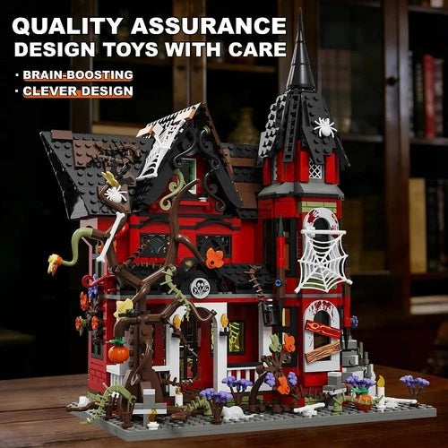 Haunted House Building Blocks Set 1249 PCS - Spooky Mansion Model Kit for Adults