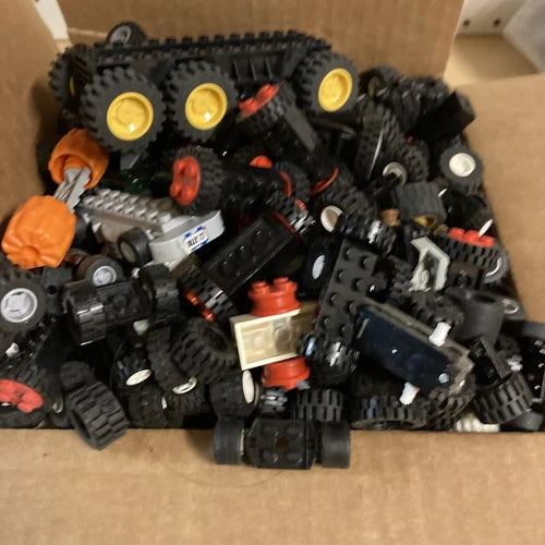 Lot of Lego Wheels/Tires/Rims/Axels/Treads and others 3+ pounds
