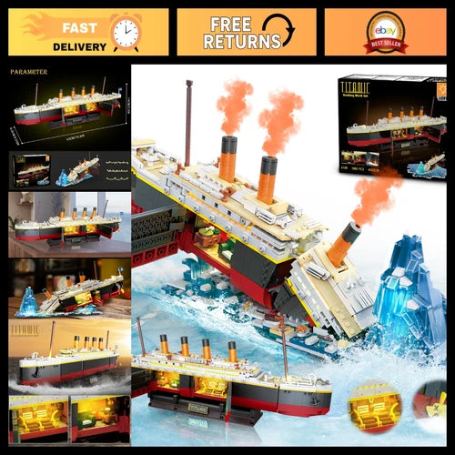 Titanic Ship Model Kit 2 in 1 with LED Lights - Building Set for Adults & Kids