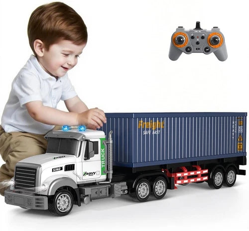 23.6-Inch 9-Channel Remote Control Semi Truck with Trailer – 1:24 Scale RC Conta