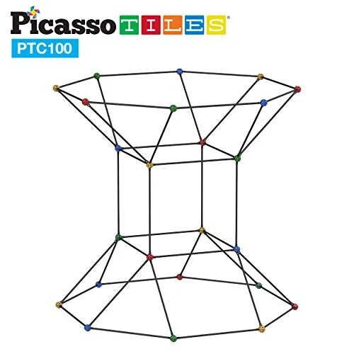 PicassoTiles Kids Fort Building Kit Playset 100 Piece Indoor and Outdoor Toy Set