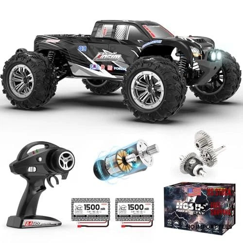 RC Truck 1:10 Scale 48+ KMH Remote Control Car for Adults, 4X4 All Black