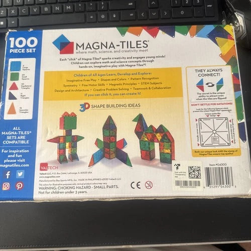 100-Piece Magnetic Construction Set - Original Building Tiles for Kids