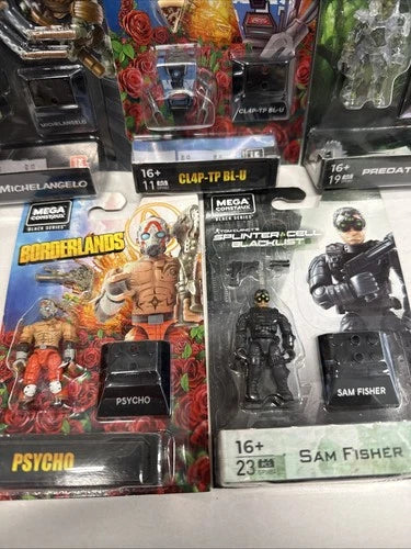 Mega Construx Black Set!! PREDATOR , SAM FISHER , Cl4P, MICHELANGELO & PSYCHO