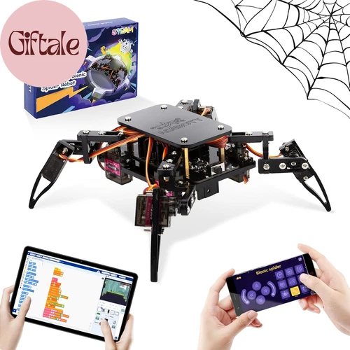 STEM Programmable Spider Robot Kit App Remote DIY Coding Toy for Kids 8 to 12