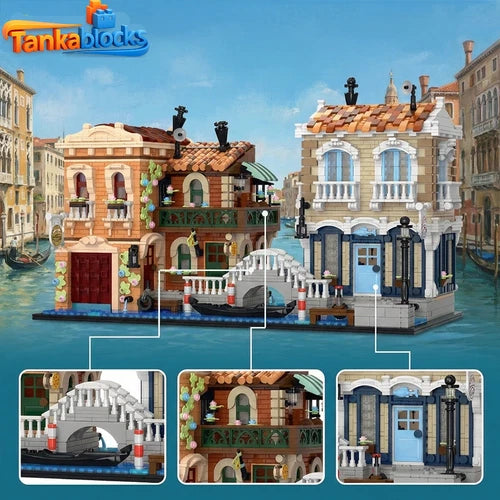 MOC Venice Waterfront Modular Building Blocks Model 4610pcs toy birthday gift