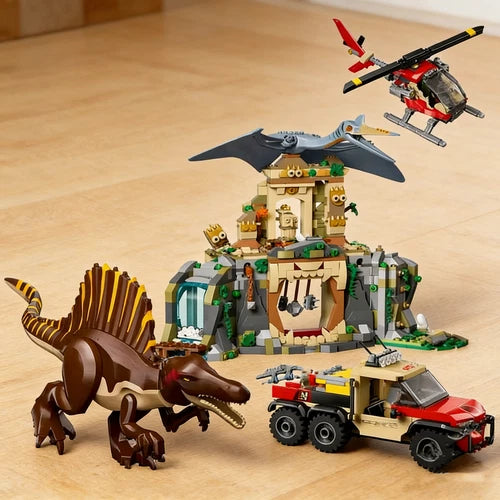 984pcs Spinosaurus & Quetzalcoatlus Air Mission Building Blocks MOC 76976 Toy