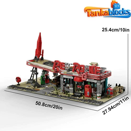 MOC Red Rocket Modular Gas Station Fallout Building Block Set 2267PCS Bricks Toy