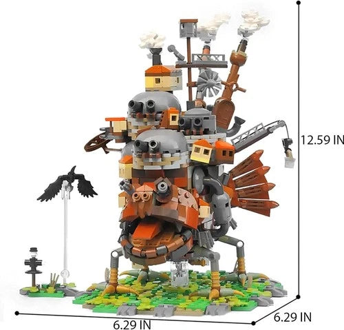 Moving Castle Building Blocks Set MOC Model with Base Anime Style Bricks Toy Gif