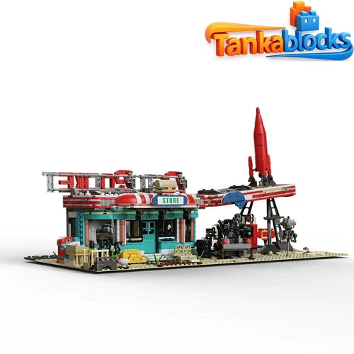 MOC Red Rocket Modular Gas Station Fallout Building Block Set 2267PCS Bricks Toy