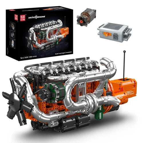 Mould King 10200 Truck Engine Motor Model That Run Building Block Adult Kid Toy