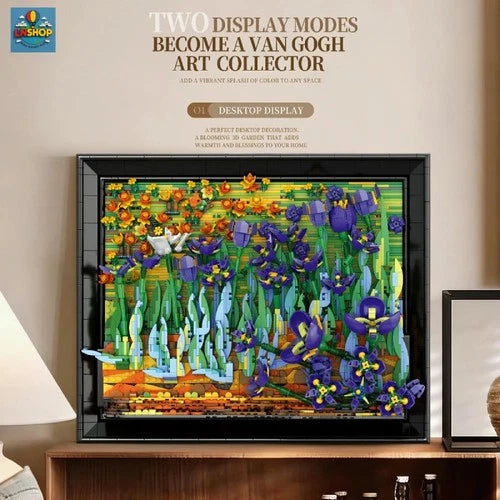 Van Gogh Irises Floral Art Building Blocks 3480 PCS 3D Framed Wall Display Set