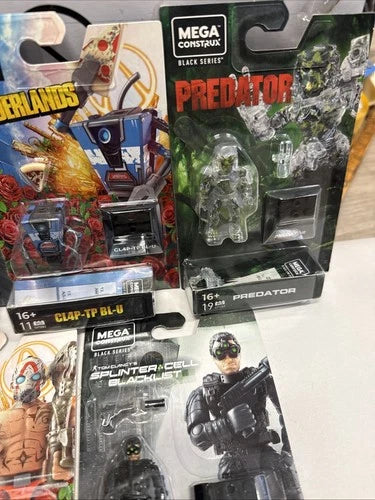 Mega Construx Black Set!! PREDATOR , SAM FISHER , Cl4P, MICHELANGELO & PSYCHO